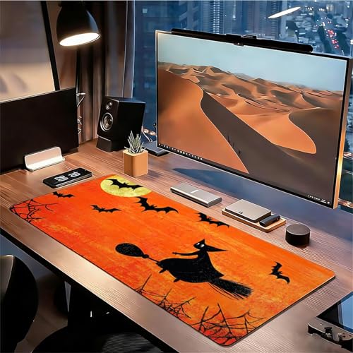 Gaming Mauspad XXL 1600x800x3mm Orange Farbe Mousepad, Große Speed rutschfeste Schreibtischunterlage Halloween Verbessert Präzision und Geschwindigkeit mit Stoßdämpfung für Tastatur und Maus xg-323 Bild 3