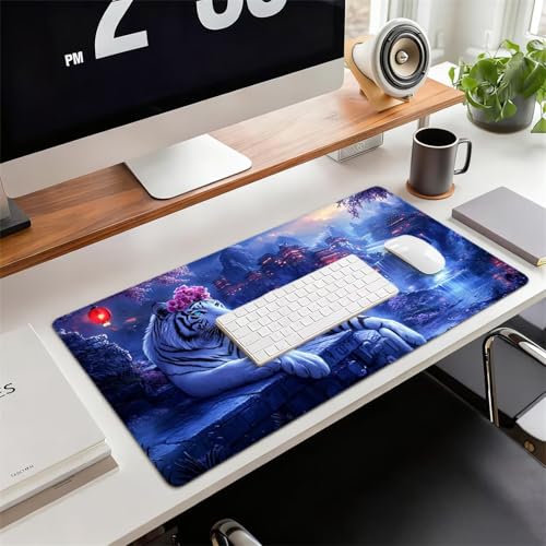 Gaming Mauspad XXL 1600x800x3mm Tiger Mousepad, Große Speed rutschfeste Schreibtischunterlage Fallen Verbessert Präzision und Geschwindigkeit mit Stoßdämpfung für Tastatur und Maus Homeoffice xg-341 Bild 2