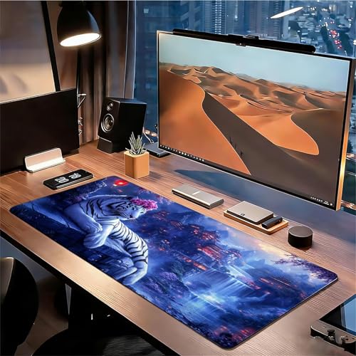 Gaming Mauspad XXL 1600x800x3mm Tiger Mousepad, Große Speed rutschfeste Schreibtischunterlage Fallen Verbessert Präzision und Geschwindigkeit mit Stoßdämpfung für Tastatur und Maus Homeoffice xg-341 Bild 3