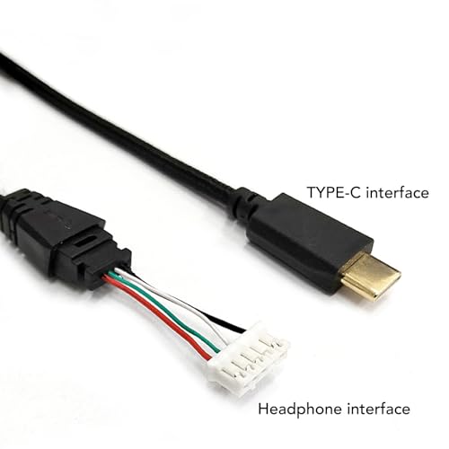 Passend für Headset-Kabel, Premium-OFC-Ersatzkabel mit Typ-C-Anschluss für Gaming-Headsets, 2,5 m langes geflochtenes Nylon-Audio- und Datenkabel mit Kupferkern (schwarz) Bild 3