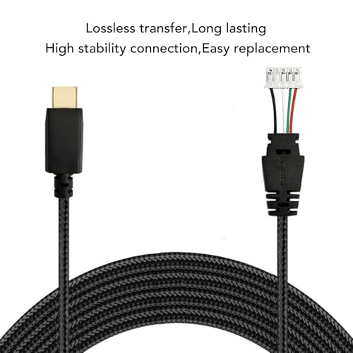 Passend für Headset-Kabel, Premium-OFC-Ersatzkabel mit Typ-C-Anschluss für Gaming-Headsets, 2,5 m langes geflochtenes Nylon-Audio- und Datenkabel mit Kupferkern (schwarz) Bild 5