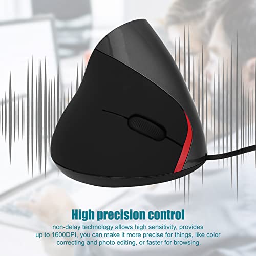 Vertikale ergonomische Maus, hohe 1600 DPI, kabelgebundene optische USB-Gaming-Maus für PC, Laptop, Komfortables Handgelenkauflage-Design, Schwarz, Blau, Lila (Schwarz) Bild 3