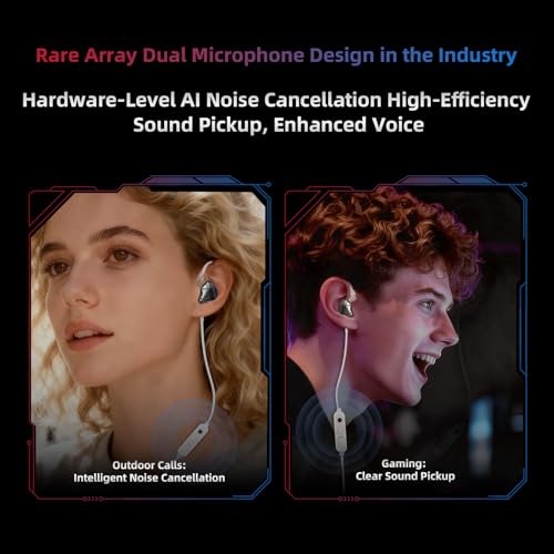 KZA COUSTICS KZ AXAS In Ear Gaming Kopfhörer, IEM für Ego-Shooter-Spiele, HiFi Ohrhörer mit Mikrofon für Spiele und Musik, 2-poliges abnehmbares versilbertes IEM Kabel Bild 6