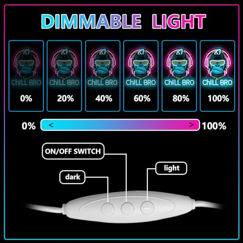Chill Bro Gaming Headset Neon Schild Für Wanddekoration,Gorilla Neon Schild,Gaming Zone LED Schilder Für Spielzimmer,Gaming Zubehör Deko,Gaming Dekor,Tolles Gamer Geschenk Für Teenager,Jungen Bild 5