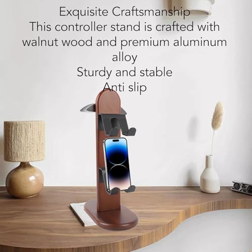 Fabater Controller-Halter, Holz-Gaming-Controller-Ständer mit Kopfhörerhalter, Kompatibel mit 3 Controllern oder 1 Headset und 2 Gamepads, Headset-Aufhänger-Zubehör für den Desktop Bild 2