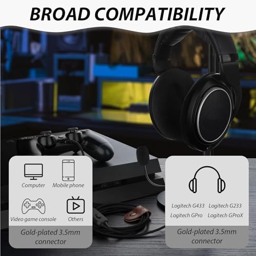 Headset Kabel Ersatz für Logitech G PRO X G233 G433 G PRO Gaming-Headset, 3.5 mm Kopfhörer Audiokabel Gaming Headset Lautstärke Mikrofonsteuerung Kabel, with Built In Volume Controller (Black) Bild 3