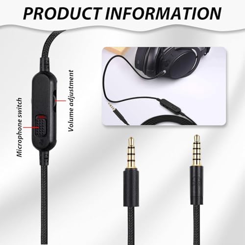 Headset Kabel Ersatz für Logitech G PRO X G233 G433 G PRO Gaming-Headset, 3.5 mm Kopfhörer Audiokabel Gaming Headset Lautstärke Mikrofonsteuerung Kabel, with Built In Volume Controller (Black) Bild 4