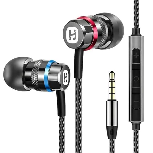 HIFI WALKER HiFi In-Ear Kopfhörer mit Mikrofon, 3,5 mm Kabelkopfhörer mit In-Line-Steuerung, 9,2 mm Dynamiktreiber, Aluminium-Gehäuse für Smartphone, Laptop, PC und Tablet Bild 1