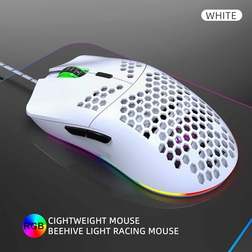 Asixxsix 60% kabelgebundenes RGB-Gaming-Tastatur- und Maus-Set, 6400 DPI Gaming-Maus, 61 Tasten RGB- Mi NI-Tastatur, USB-kabelgebundene und für PC- und Laptop- (Weißes Set) Bild 4