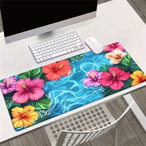 Gaming Mauspad 1000x500x2mm, Tropische Blumen Anti-Rutsch Mousepad XXL, Verbesserte Geschwindigkeit und Präzision mit Einer Speziellen Oberfläche, Waschbares mauspad für PC, Maus und Tastatur Bild 1