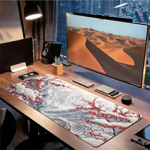 Gaming Mauspad XXL 1600x800x3mm Weiß Mousepad, Große Speed Rutschfeste Schreibtischunterlage Pflaumenbusch Verbessert Präzision und Geschwindigkeit mit Stoßdämpfung für Tastatur Maus Homeoffice xg-425 Bild 3