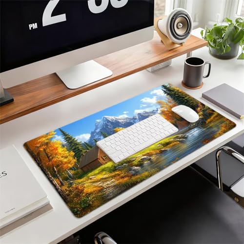 Gaming Mauspad XXL 1600x800x3mm Herbst Mousepad, Große Speed rutschfeste Schreibtischunterlage Kabine Verbessert Präzision und Geschwindigkeit mit Stoßdämpfung für Tastatur und Maus Homeoffice xg-419 Bild 2