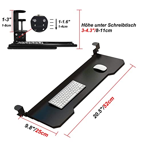 Verstellbare Tastaturablage mit verschiebbarem Trockner und Maus-Plattform, Untertischstütze für Home Office & Gaming Setup, platzsparende Workstation-Lösung Bild 2