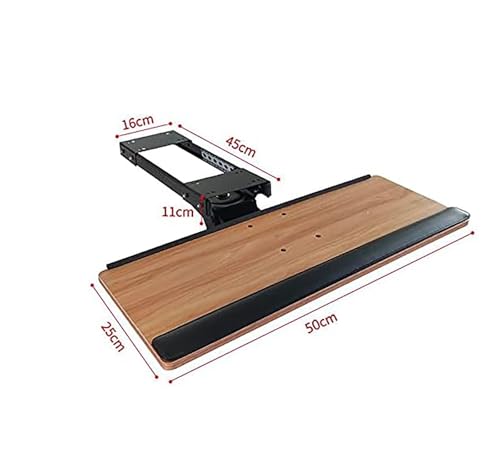 Tastaturablage unter dem Schreibtisch mit 360° verstellbarer Höhe, Schiebetrockner und Schienen für Maus, natürliches Finish, 50 cm – perfekt für Home Office & Gaming Bild 2
