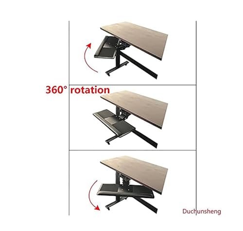 Tastaturablage unter dem Schreibtisch mit 360° verstellbarer Höhe, Schiebetrockner und Schienen für Maus, natürliches Finish, 50 cm – perfekt für Home Office & Gaming Bild 4