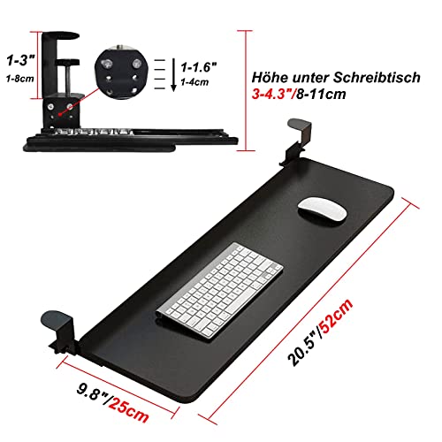 Verstellbare Tastaturablage mit verschiebbarem Trockner und Maus-Plattform, Untertischstütze für verbesserte S und platzsparend, perfekt für Home Office und Gaming Setup Bild 2