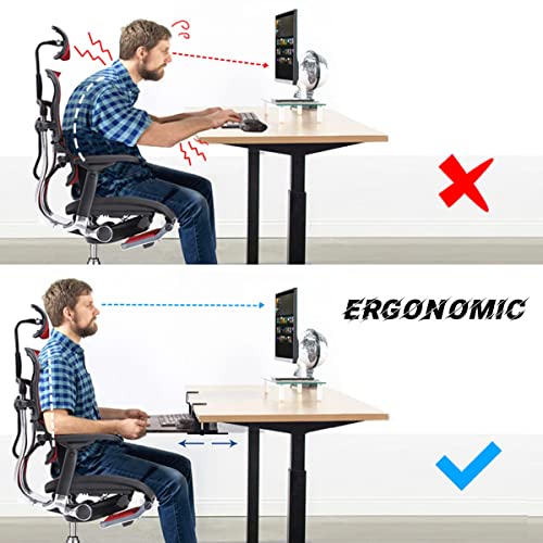 Verstellbare Tastaturablage mit verschiebbarem Trockner und Maus-Plattform, Untertischstütze für verbesserte S und platzsparend, perfekt für Home Office und Gaming Setup Bild 4