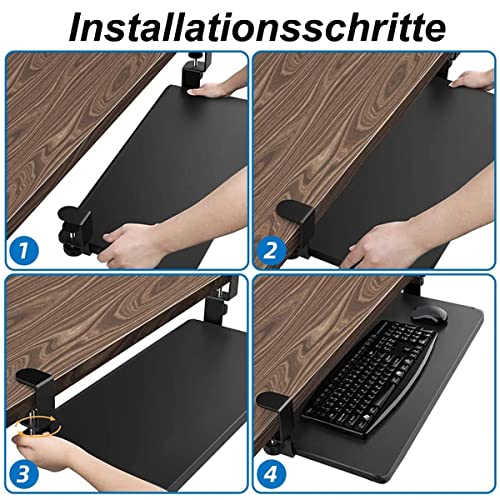 Verstellbare Tastaturablage mit verschiebbarem Trockner und Maus-Plattform, Untertischstütze für verbesserte S und platzsparend, perfekt für Home Office und Gaming Setup Bild 6