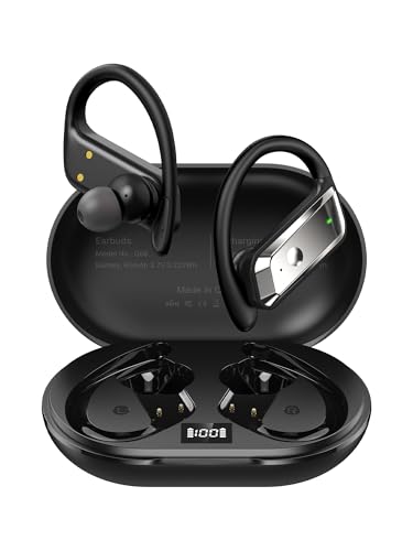 Wireless Earbuds Sport Bluetooth 5.3 Kopfhörer mit Ohrbügel, 48H Spielzeit, LED-Display, Low Latency Game Mode, IPX7 Wasserdicht Over-Ear Ohrhörer für Laufen, Fitnessstudio, Gaming Bild 1