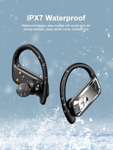 Wireless Earbuds Sport Bluetooth 5.3 Kopfhörer mit Ohrbügel, 48H Spielzeit, LED-Display, Low Latency Game Mode, IPX7 Wasserdicht Over-Ear Ohrhörer für Laufen, Fitnessstudio, Gaming Bild 5
