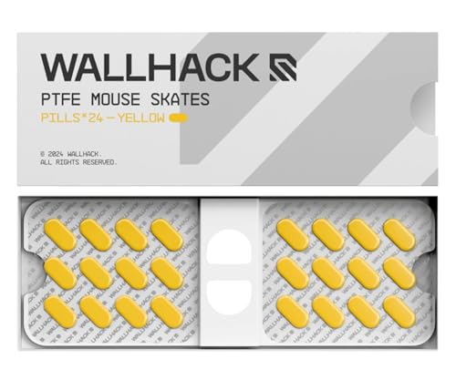 Wallhack PTFE Pillen Maus Skates | Premium Skates für Gaming Mäuse | Ultra-Glattes Gleiten auf Stoff & Glaspads | Geschwindigkeit & Kontrolle Anpassen | Schnell & Einfach | Gelb Bild 1