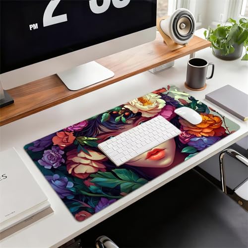 Gaming Mauspad XXL 1600x800x3mm Comics Mousepad, Große Speed rutschfeste Schreibtischunterlage Blume Verbessert Präzision und Geschwindigkeit mit Stoßdämpfung für Tastatur und Maus Homeoffice xg-443 Bild 2