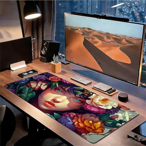 Gaming Mauspad XXL 1600x800x3mm Comics Mousepad, Große Speed rutschfeste Schreibtischunterlage Blume Verbessert Präzision und Geschwindigkeit mit Stoßdämpfung für Tastatur und Maus Homeoffice xg-443 Bild 3
