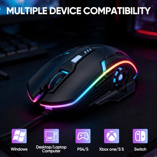 Mechanische Gaming-Tastatur, Maus und Mauspad und Gaming-Headset, kabelgebundenes LED-RGB-Hintergrundbeleuchtungs-Set für PC-Gamer und Xbox- und PS4-Benutzer – 4-in-1-Edition Bild 6
