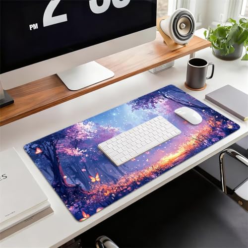Gaming Mauspad XXL 1600x800x3mm Wald Mousepad, Große Speed Rutschfeste Schreibtischunterlage Schmetterling Verbessert Präzision und Geschwindigkeit mit Stoßdämpfung für Tastatur Maus Homeoffice xg-431 Bild 2