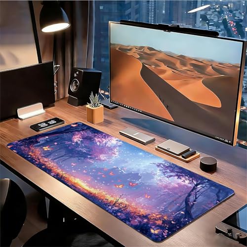 Gaming Mauspad XXL 1600x800x3mm Wald Mousepad, Große Speed Rutschfeste Schreibtischunterlage Schmetterling Verbessert Präzision und Geschwindigkeit mit Stoßdämpfung für Tastatur Maus Homeoffice xg-431 Bild 3