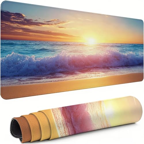 Gaming Mauspad XXL 1600x800x3mm Strand Mousepad, Große Speed rutschfeste Schreibtischunterlage Farbe Verbessert Präzision und Geschwindigkeit mit Stoßdämpfung für Tastatur und Maus Homeoffice xg-449 Bild 1