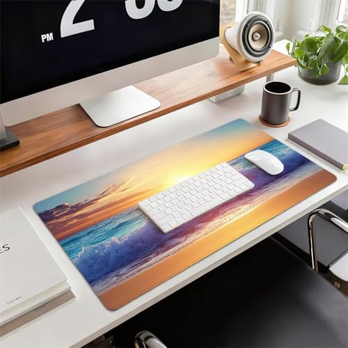 Gaming Mauspad XXL 1600x800x3mm Strand Mousepad, Große Speed rutschfeste Schreibtischunterlage Farbe Verbessert Präzision und Geschwindigkeit mit Stoßdämpfung für Tastatur und Maus Homeoffice xg-449 Bild 2