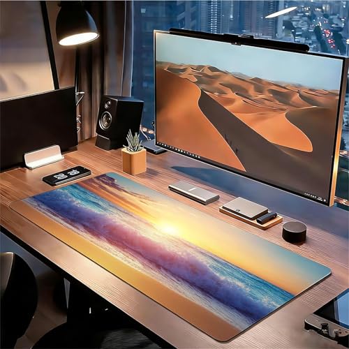 Gaming Mauspad XXL 1600x800x3mm Strand Mousepad, Große Speed rutschfeste Schreibtischunterlage Farbe Verbessert Präzision und Geschwindigkeit mit Stoßdämpfung für Tastatur und Maus Homeoffice xg-449 Bild 3