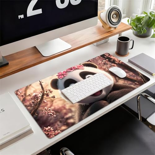 Gaming Mauspad XXL 1600x800x3mm Panda Mousepad, Große Speed rutschfeste Schreibtischunterlage Karikatur Verbessert Präzision und Geschwindigkeit mit Stoßdämpfung für Tastatur Maus Homeoffice xg-455 Bild 2