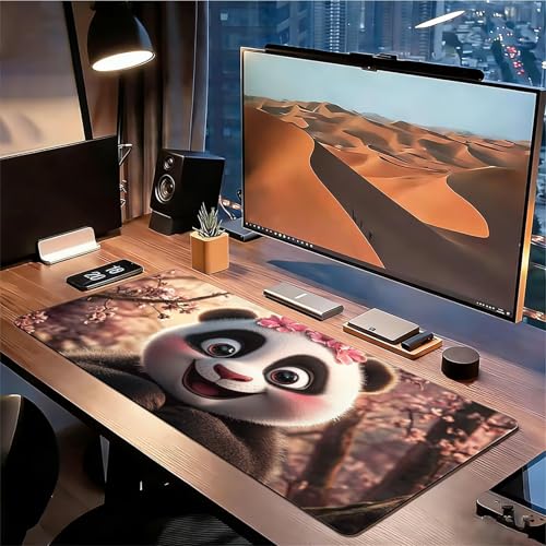 Gaming Mauspad XXL 1600x800x3mm Panda Mousepad, Große Speed rutschfeste Schreibtischunterlage Karikatur Verbessert Präzision und Geschwindigkeit mit Stoßdämpfung für Tastatur Maus Homeoffice xg-455 Bild 3