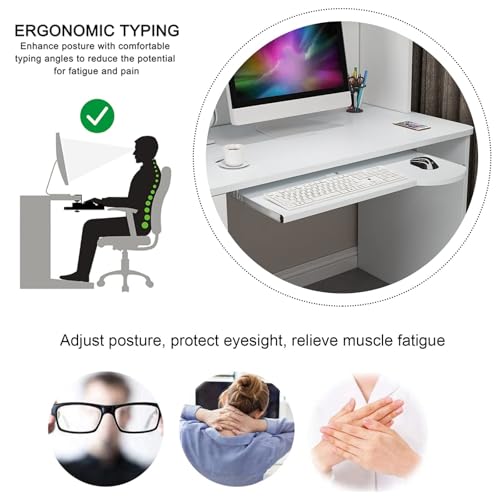 Verstellbare Tastaturablage mit Metallschienen, ausziehbare Schublade für Maus, Holz in 4 Farben, perfekt für Home Office und Gaming Setup Bild 3