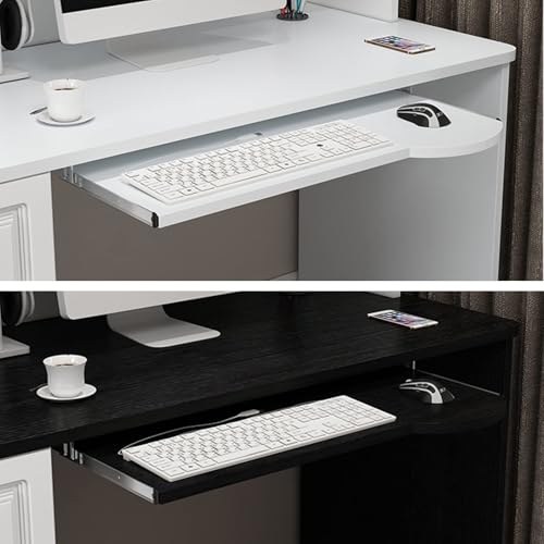 Verstellbare Tastaturablage mit Metallschienen, ausziehbare Schublade für Maus, Holz in 4 Farben, perfekt für Home Office und Gaming Setup Bild 6