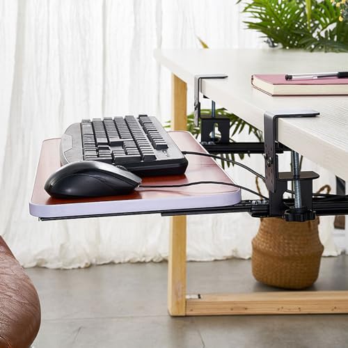 Tastaturablage unter dem Schreibtisch, verschiebbare Computerschublade, abnehmbare Tastaturplattform zum Schreiben und Maus, platzsparendes Design für Home Office & Gaming Bild 2