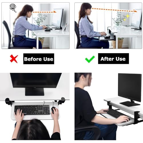 Verstellbare Untertisch-Tastaturablage mit C-Klemme, Premium-Schiebeplattform für Maus, verbesserte S und Effizienz, perfekt für Home Office und Gaming-Setup. Bild 5