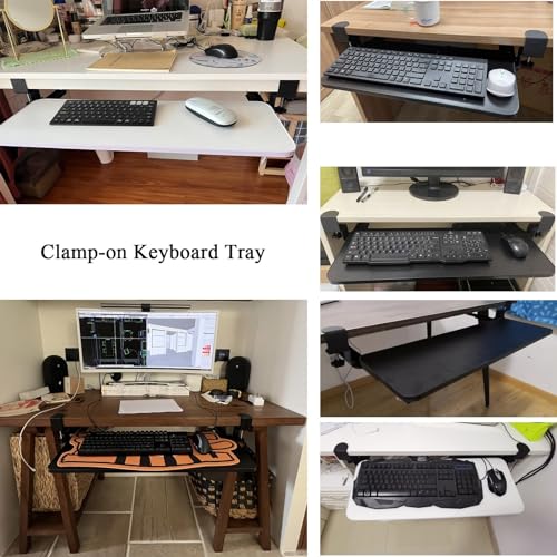 Verstellbare Untertisch-Tastaturablage mit C-Klemme, Premium-Schiebeplattform für Maus, verbesserte S und Effizienz, perfekt für Home Office und Gaming-Setup. Bild 7