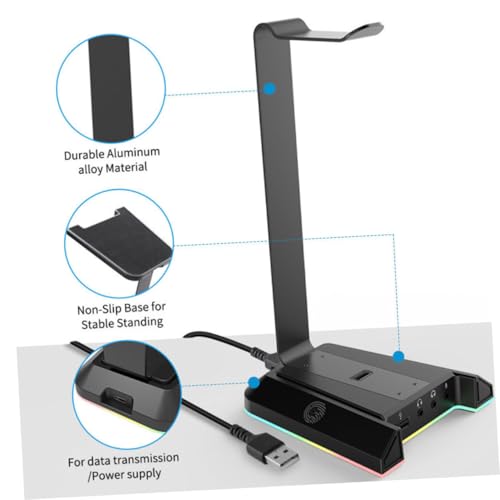 Tisch-kopfhörerständer mit Usb-ladeanschluss Stabile Headset-halterung Material Platzsparende Ablagefläche für Flächen Bild 4