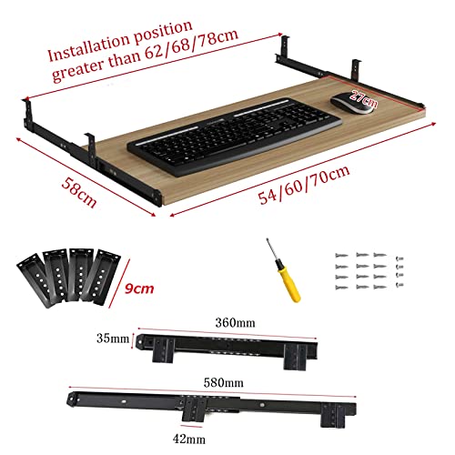 Ausziehbare Tastaturablage, benutzerdefiniertes Tasten-Set, Metallschieberunterstützung für Tastatur und Maus, 54 x 27 cm, perfekt für Heimbüro und Gaming-Setup Bild 2