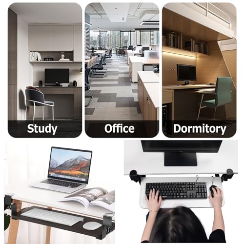 Tastaturablage mit ausziehbarem Design, verstellbar 520-750 mm, ausziehbare Schublade für Maus, Holzplattform, 520 x 240 mm, ideal für Home Office und Gaming Bild 7