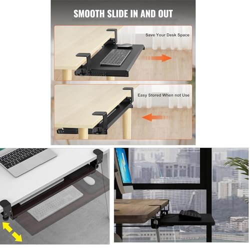Verstellbare Tastaturablage unter dem Schreibtisch, C-Klemme, Schiebeplattform, Maus-Verlängerungsarm für bessere Platzierung, Design für Home Office und Gaming Bild 4