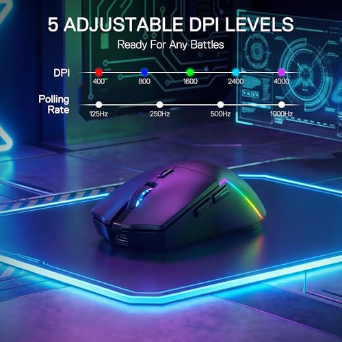 Redragon M730 Wireless Gaming Maus, 10000 DPI, 3-Verbindungsmodi, BT & 2.4G Wireless, 6 Makrotasten, zuverlässige Stromversorgung für PC/Mac/Laptop Bild 3