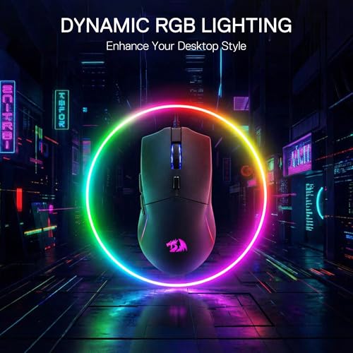 Redragon M730 Wireless Gaming Maus, 10000 DPI, 3-Verbindungsmodi, BT & 2.4G Wireless, 6 Makrotasten, zuverlässige Stromversorgung für PC/Mac/Laptop Bild 4