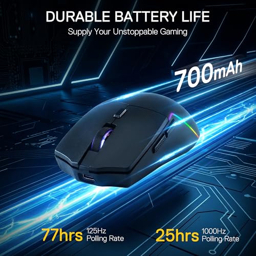 Redragon M730 Wireless Gaming Maus, 10000 DPI, 3-Verbindungsmodi, BT & 2.4G Wireless, 6 Makrotasten, zuverlässige Stromversorgung für PC/Mac/Laptop Bild 6