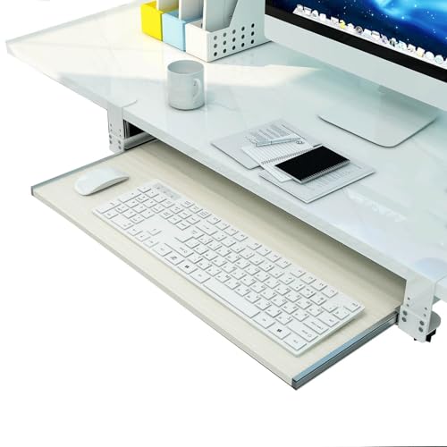 Tastaturablage mit Klemme und verschiebbarer Maus-Plattform, verstellbare Untertischstütze für Computer, ideal für Studium, Gaming und Heimbüro. Bild 1