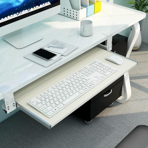 Tastaturablage mit Klemme und verschiebbarer Maus-Plattform, verstellbare Untertischstütze für Computer, ideal für Studium, Gaming und Heimbüro. Bild 2