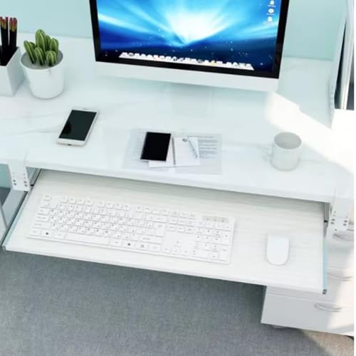 Tastaturablage mit Klemme und verschiebbarer Maus-Plattform, verstellbare Untertischstütze für Computer, ideal für Studium, Gaming und Heimbüro. Bild 6